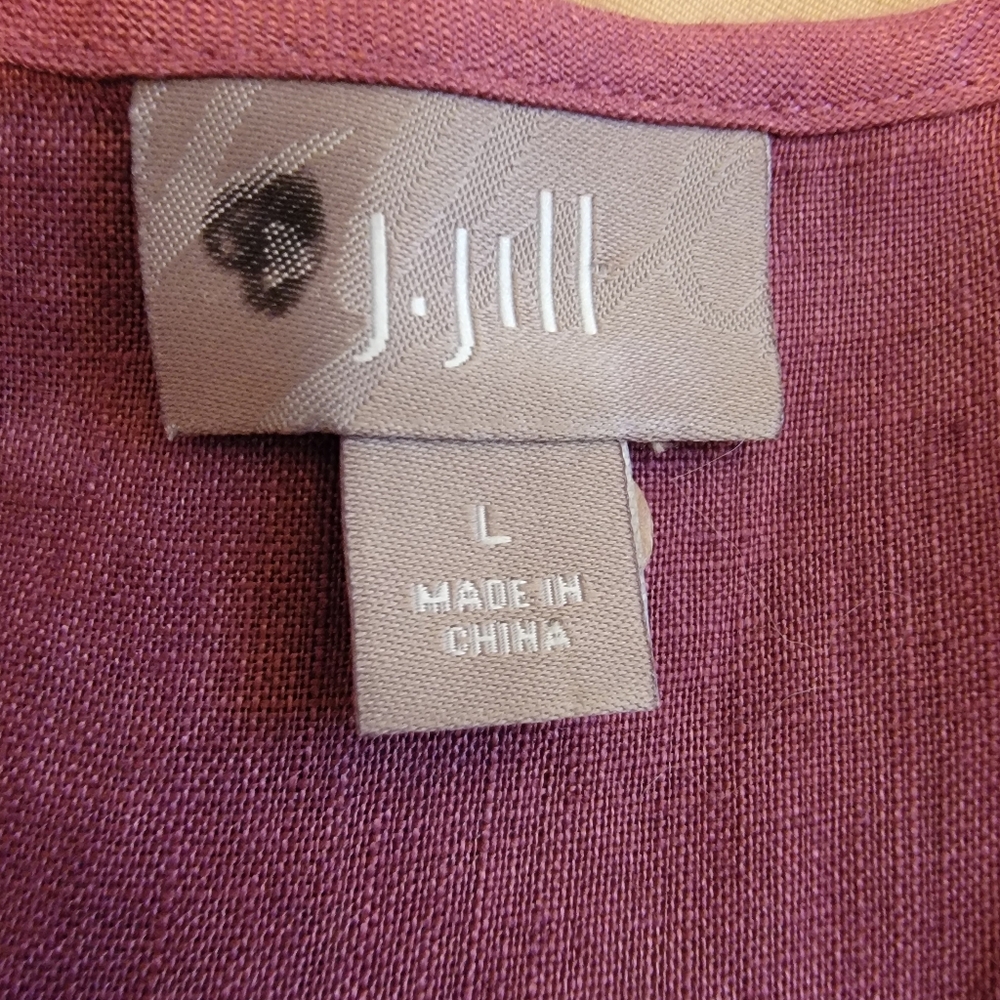 J. Jill 100% Linen Embroidered and Pleated Relaxed Fit Purple Tank Size L - Picture 8 of 8